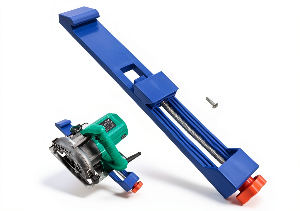 iayokocc Circular Saw Guide Rail mounted on a dust cutter