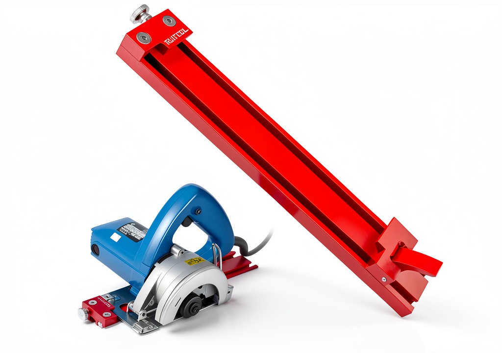 RUITOOL circular saw guide rail mounted on a workbench