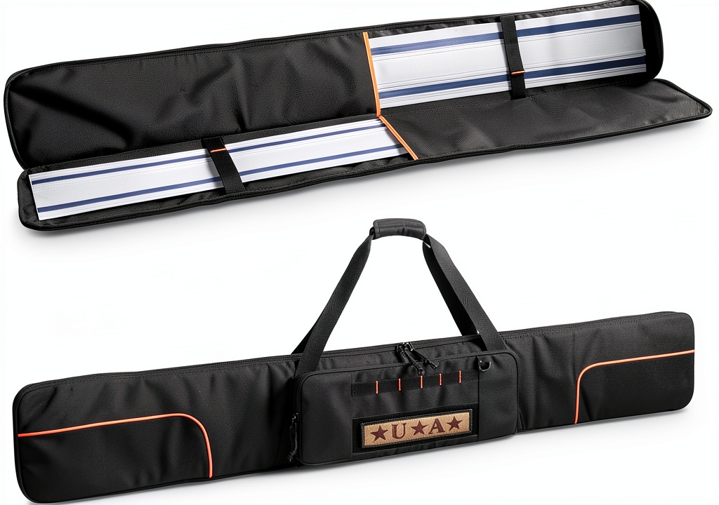 Rexmica guide rail bag with track saw rails secured inside